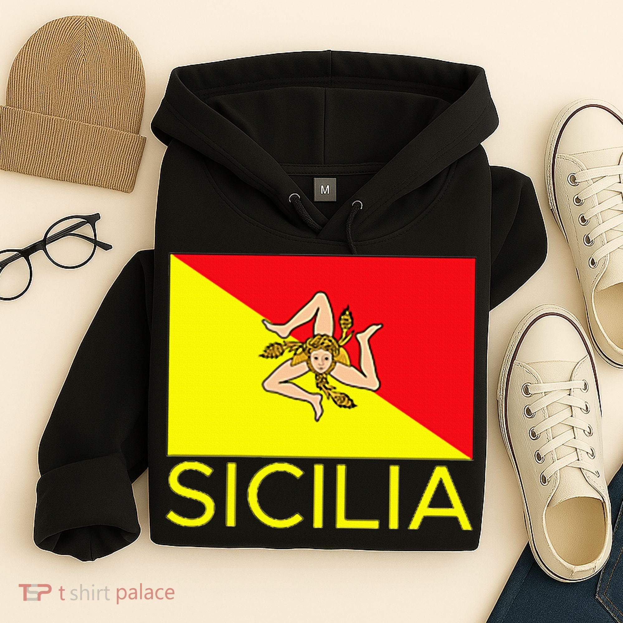 Sicilia Pallermo Triskelion Flag Hoodie