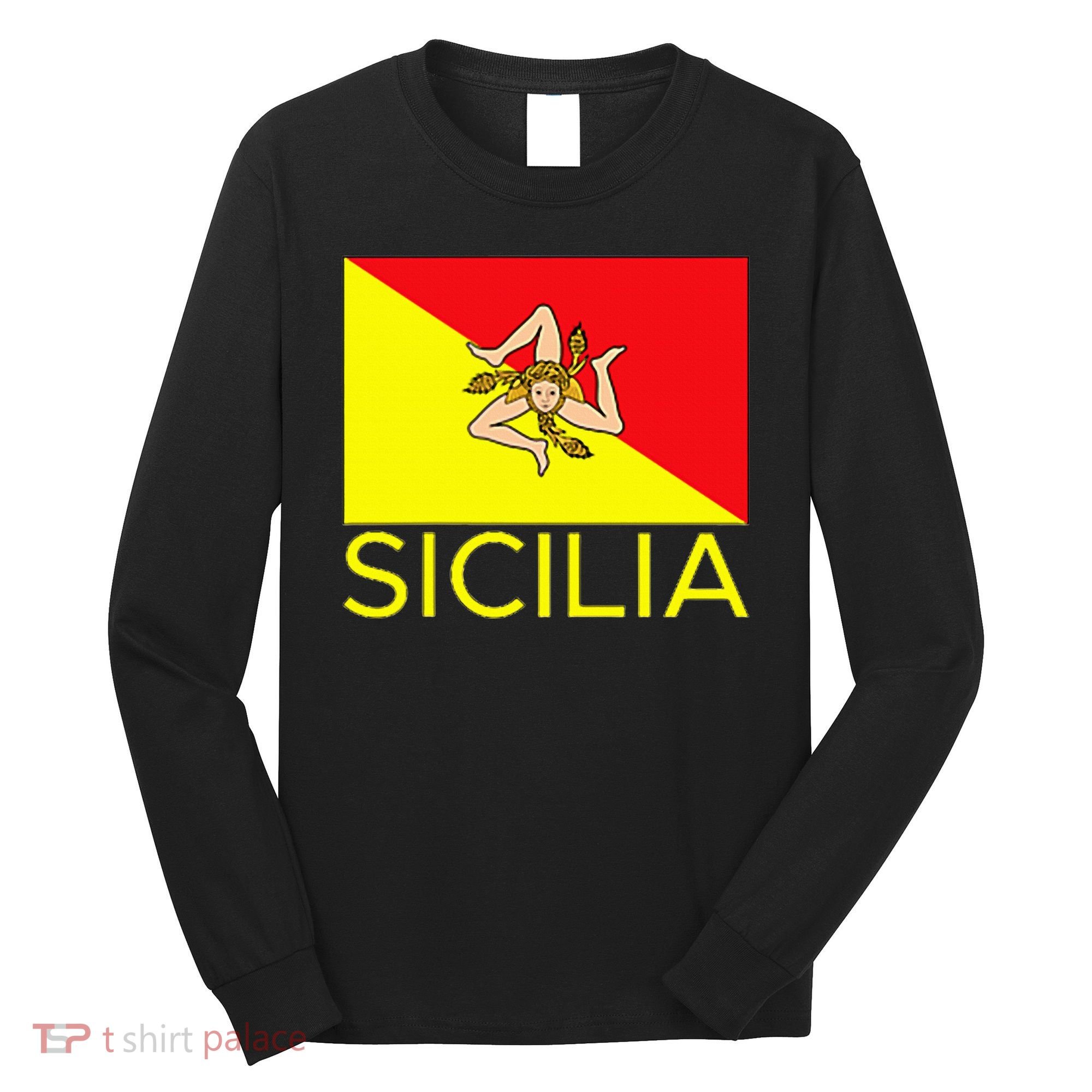 Sicilia Pallermo Triskelion Flag Long Sleeve Shirt