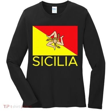 Sicilia Pallermo Triskelion Flag Women's Long Sleeve Shirt