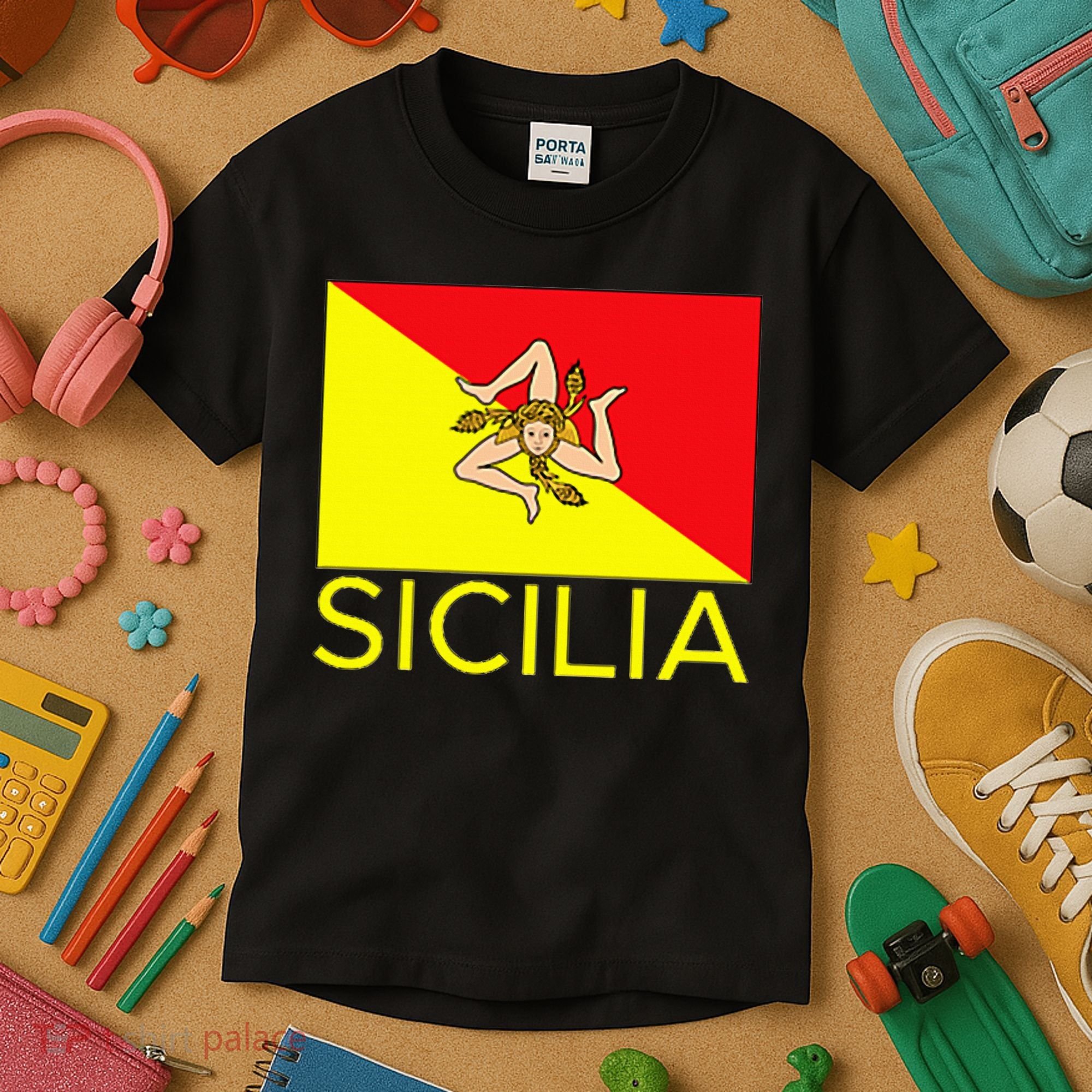 Sicilia Pallermo Triskelion Flag Kids T-Shirt