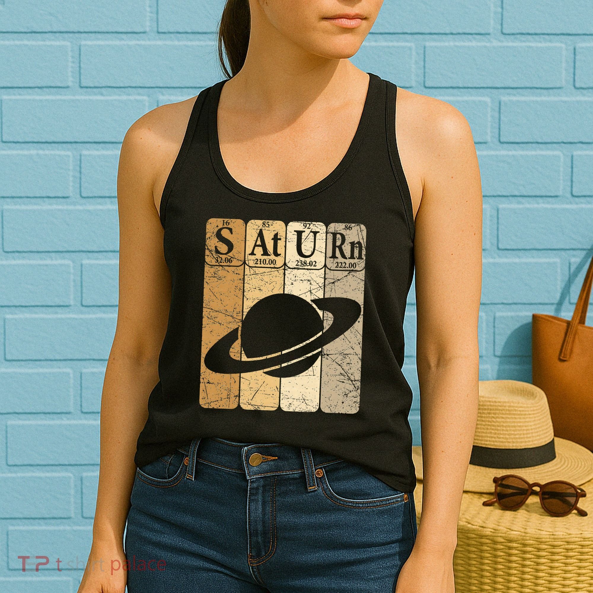 Saturn Periodic Table Elements Saturn Planet Space Nerd Women's Tank Top