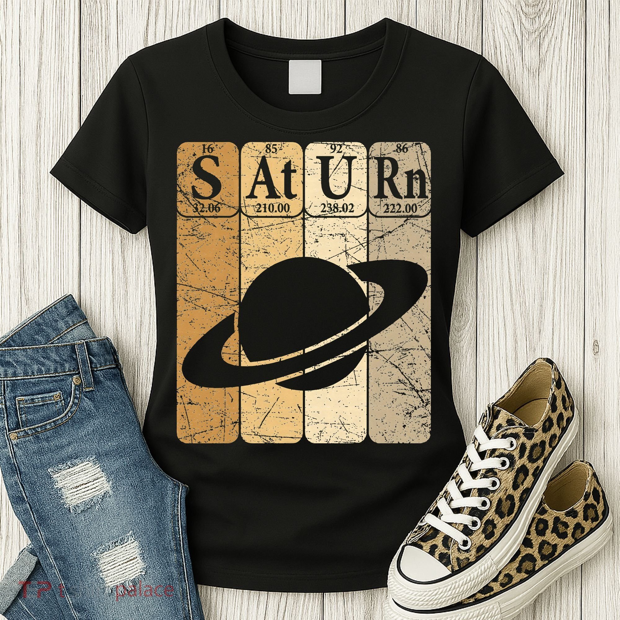 Saturn Periodic Table Elements Saturn Planet Space Nerd Women's T-Shirt