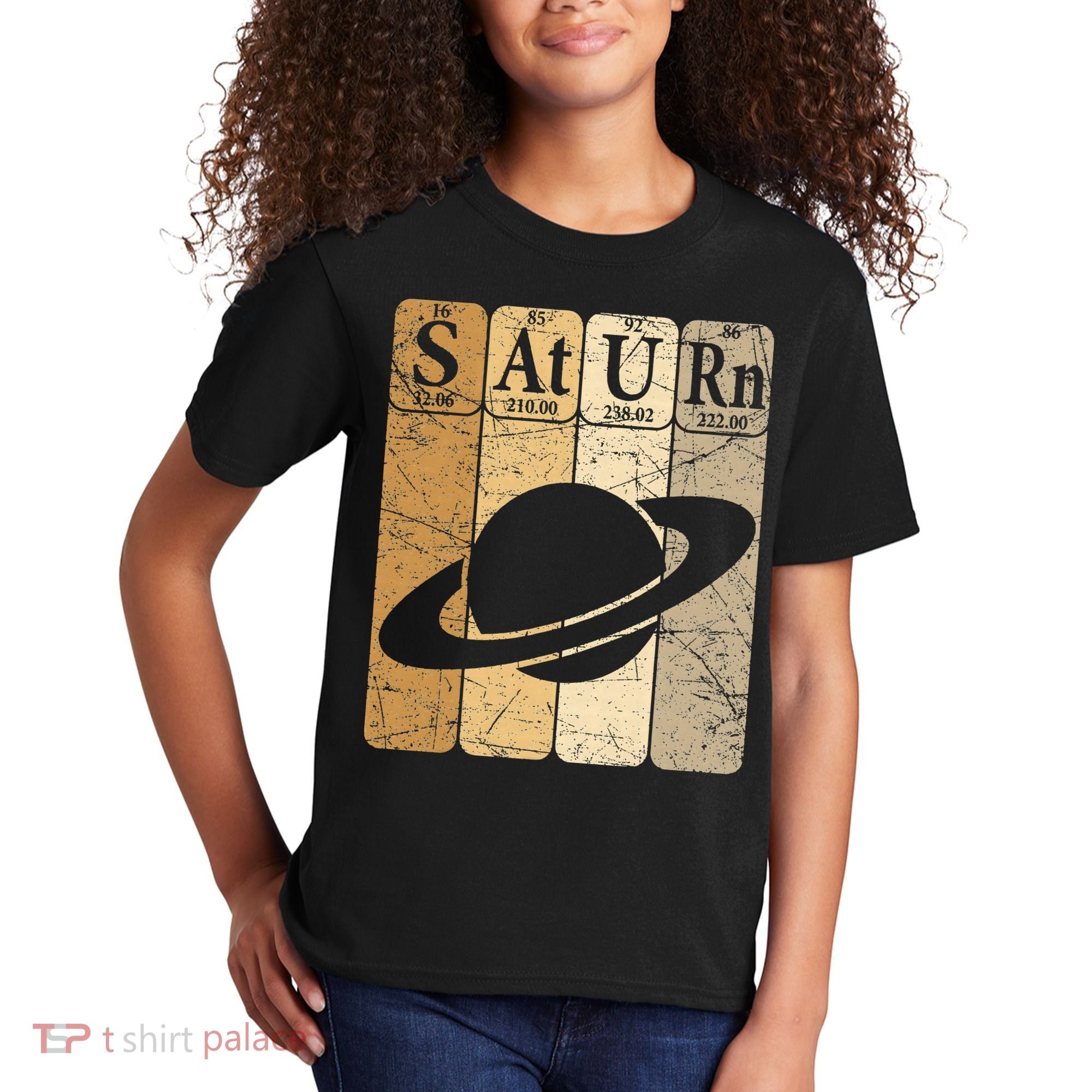 Saturn Periodic Table Elements Saturn Planet Space Nerd Kids T-Shirt
