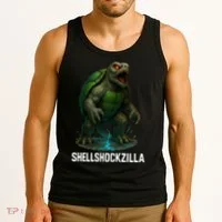 Shellshockzilla Parody Turtle Tank Top thumb 3