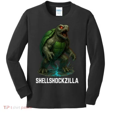 Shellshockzilla Parody Turtle Kids Long Sleeve Shirt
