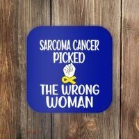 Sarcoma Picked The Wrong Sarcoma Cancer Survivor Cute Gift Coaster thumb 0