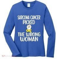 Sarcoma Picked The Wrong Sarcoma Cancer Survivor Cute Gift Women's Long Sleeve Shirt thumb 0