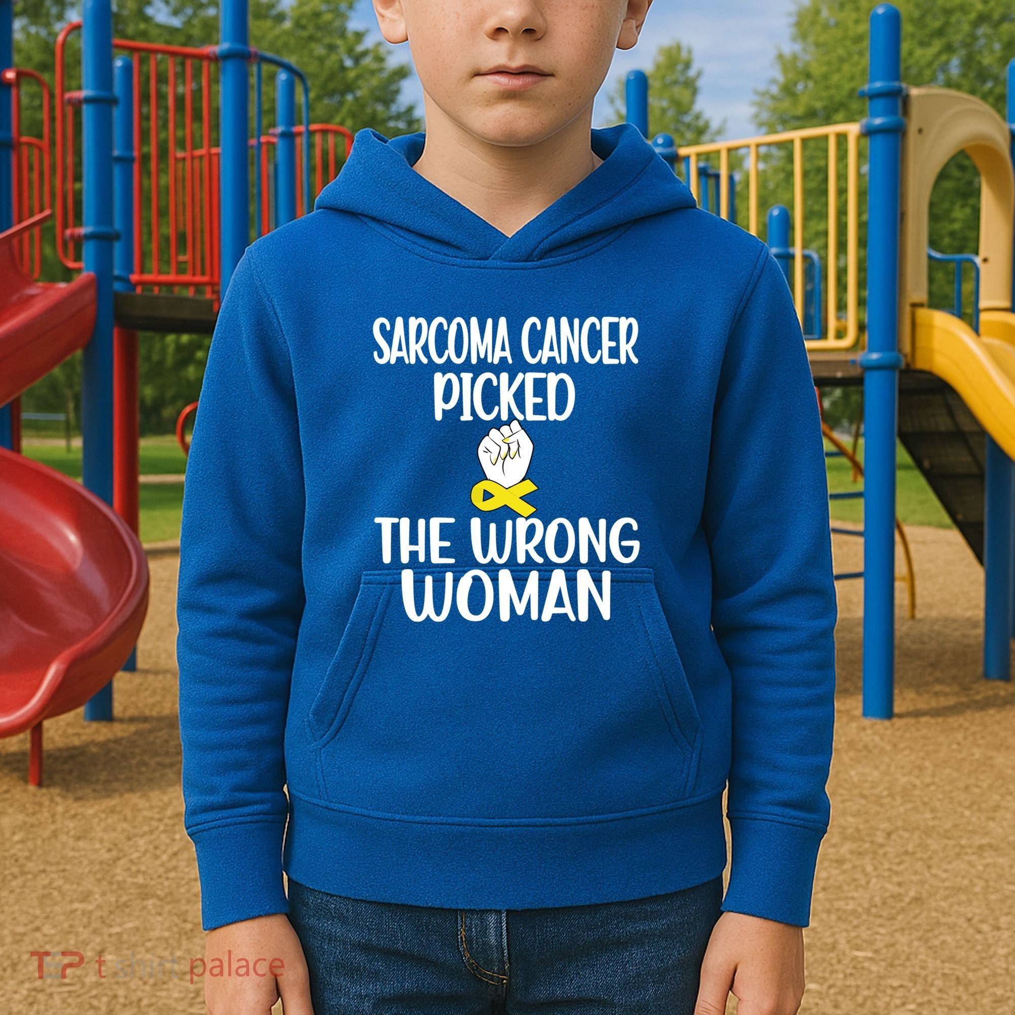 Sarcoma Picked The Wrong Sarcoma Cancer Survivor Cute Gift Kids Hoodie