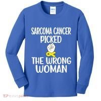 Sarcoma Picked The Wrong Sarcoma Cancer Survivor Cute Gift Kids Long Sleeve Shirt thumb 0
