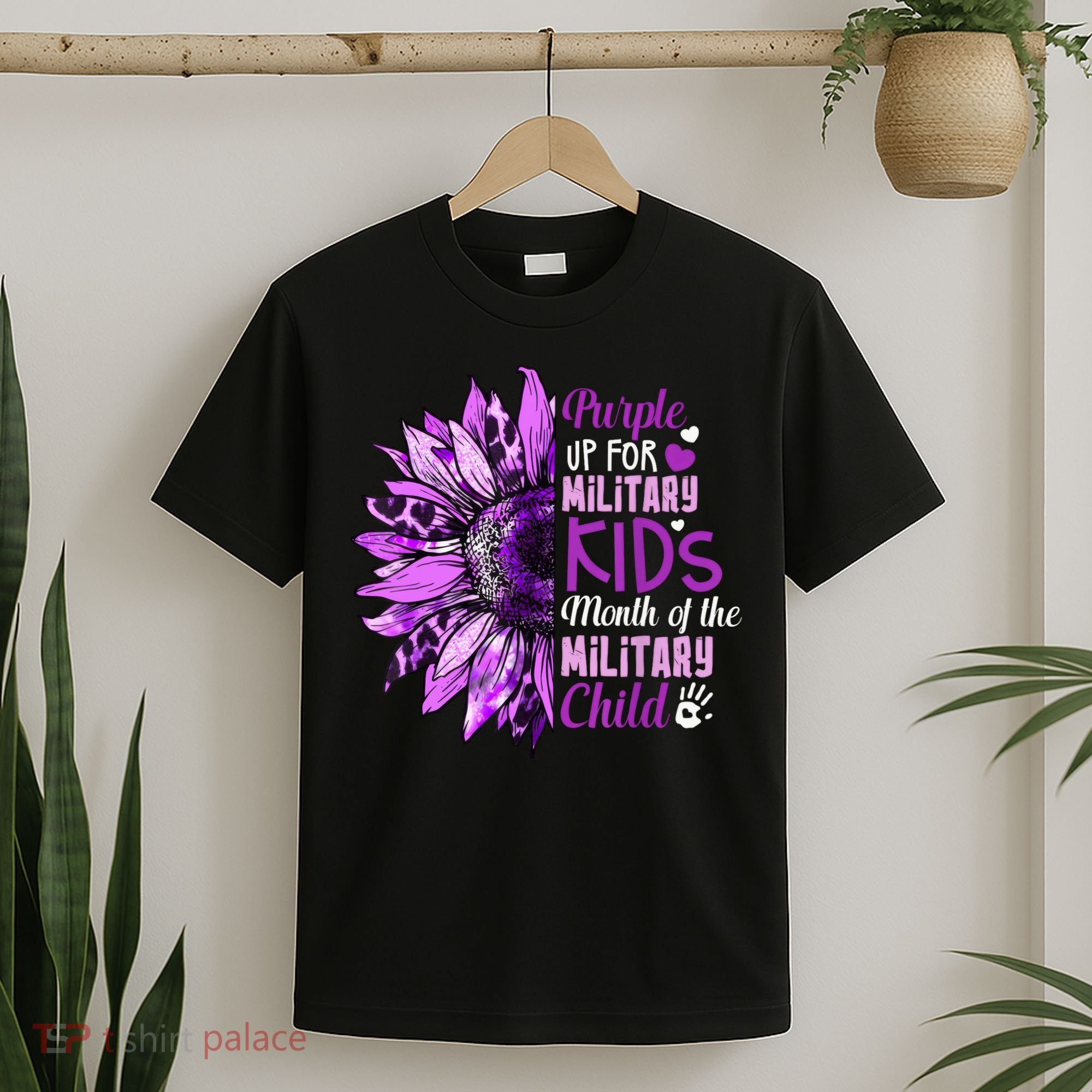 Sunflower Purple Up For Military Ki Ds Military Child Month  T-Shirt