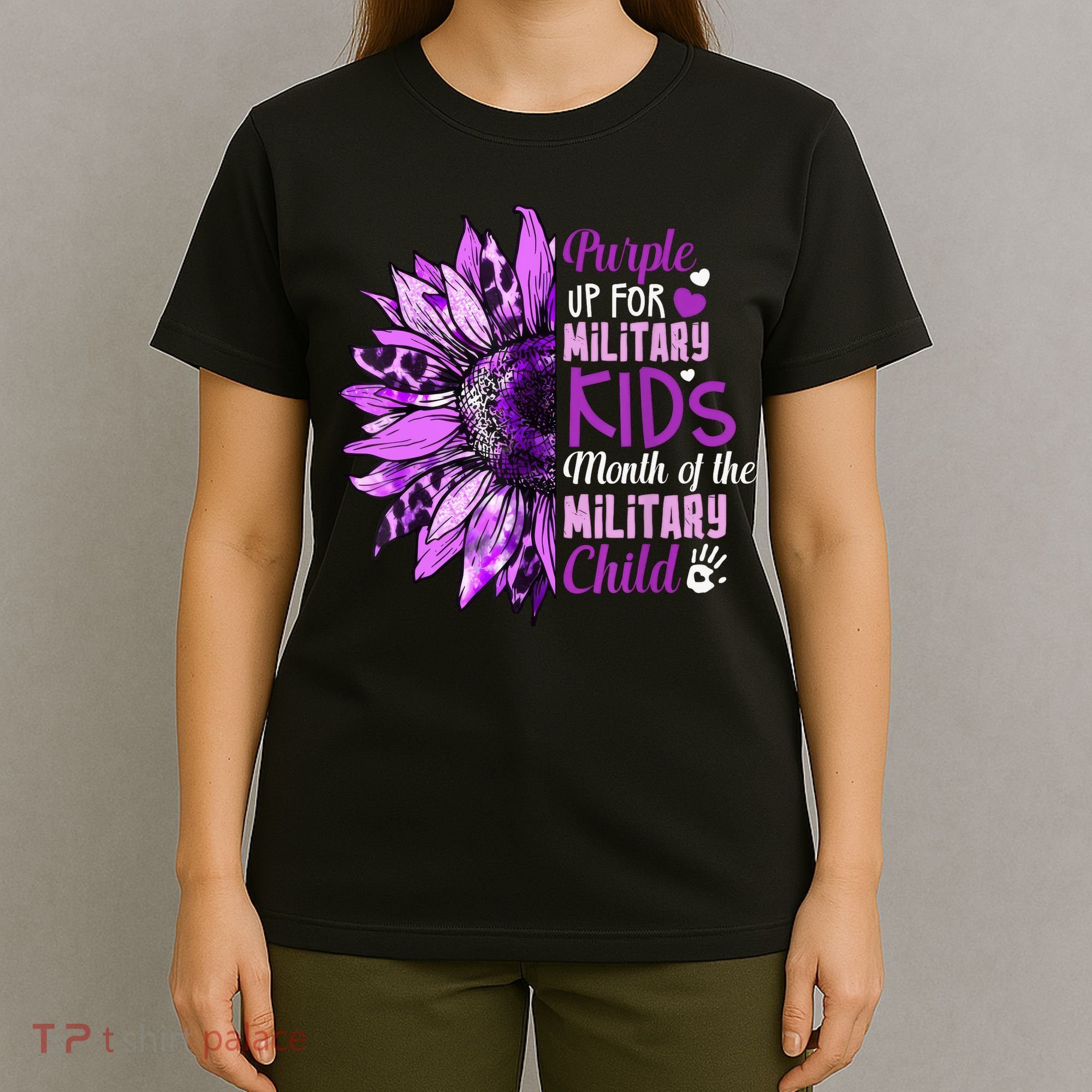 Sunflower Purple Up For Military Ki Ds Military Child Month  T-Shirt