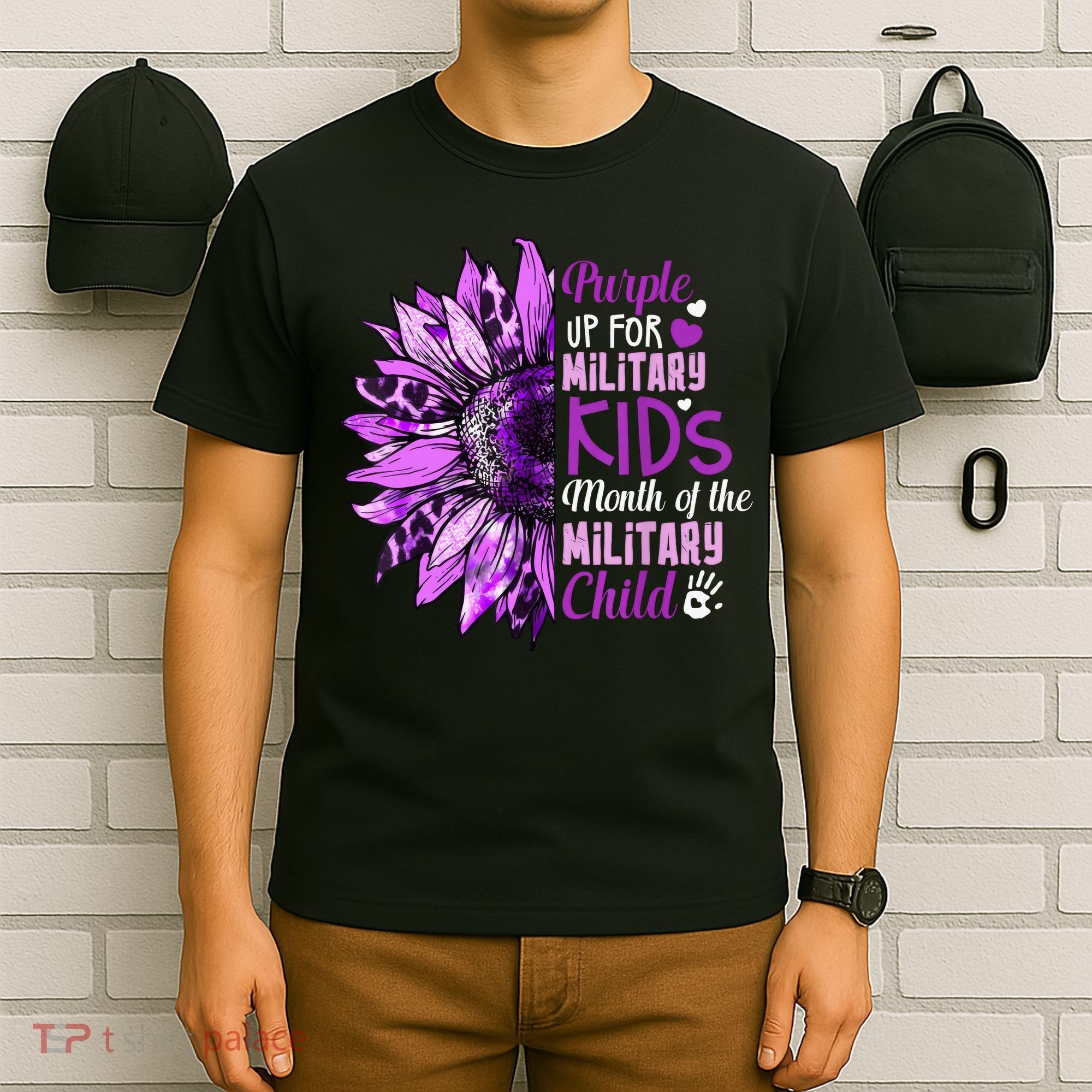 Sunflower Purple Up For Military Ki Ds Military Child Month  T-Shirt
