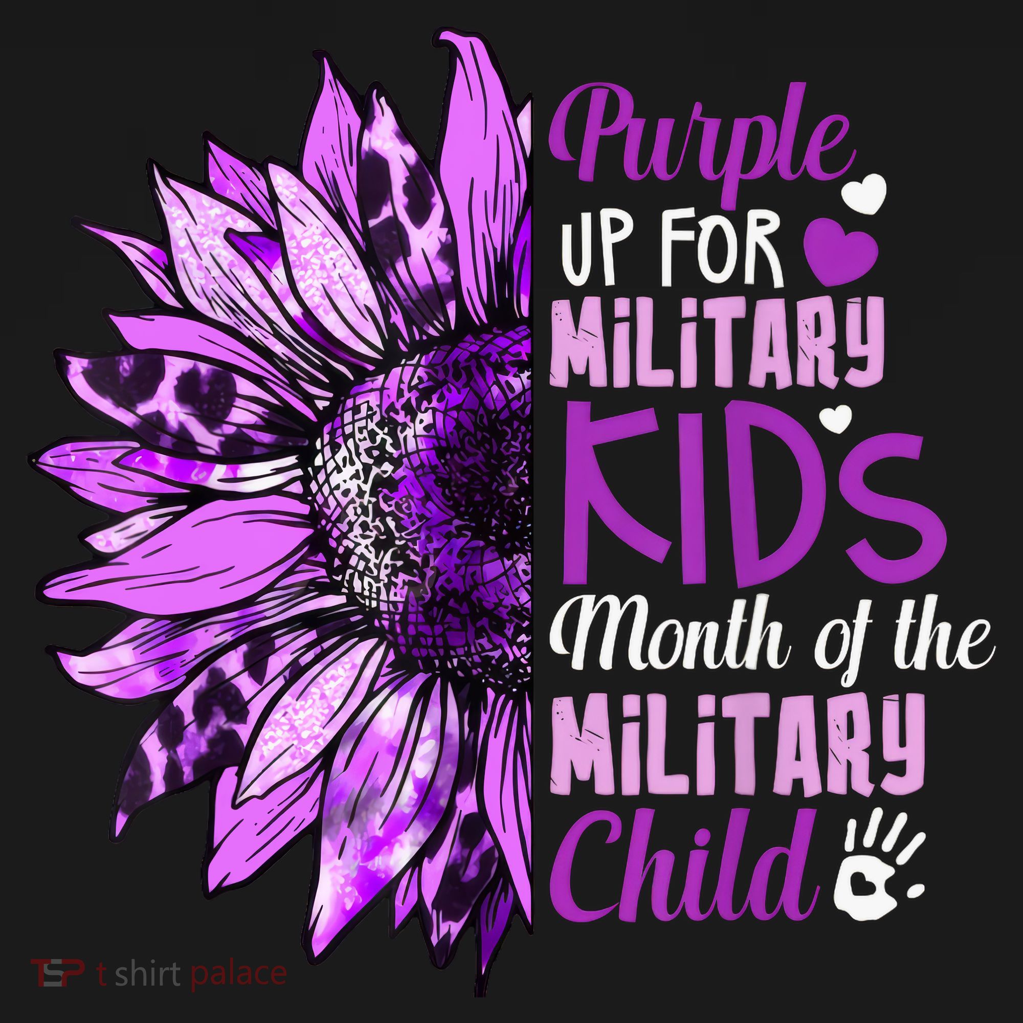 Sunflower Purple Up For Military Ki Ds Military Child Month  Women's Hoodie