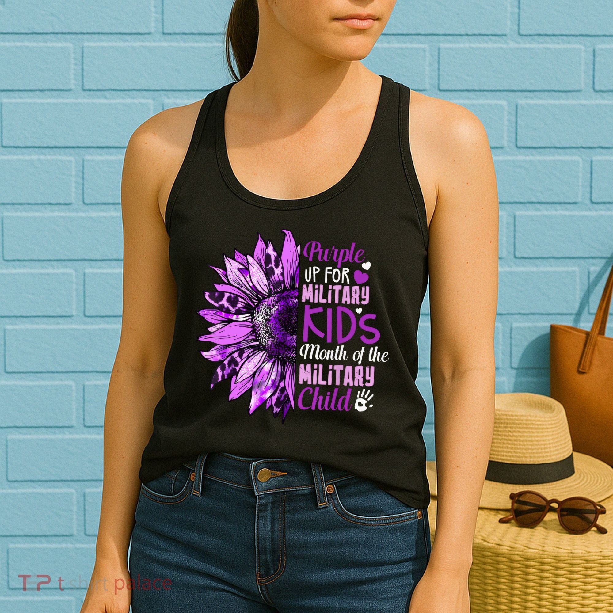 Sunflower Purple Up For Military Ki Ds Military Child Month  Women's Tank Top