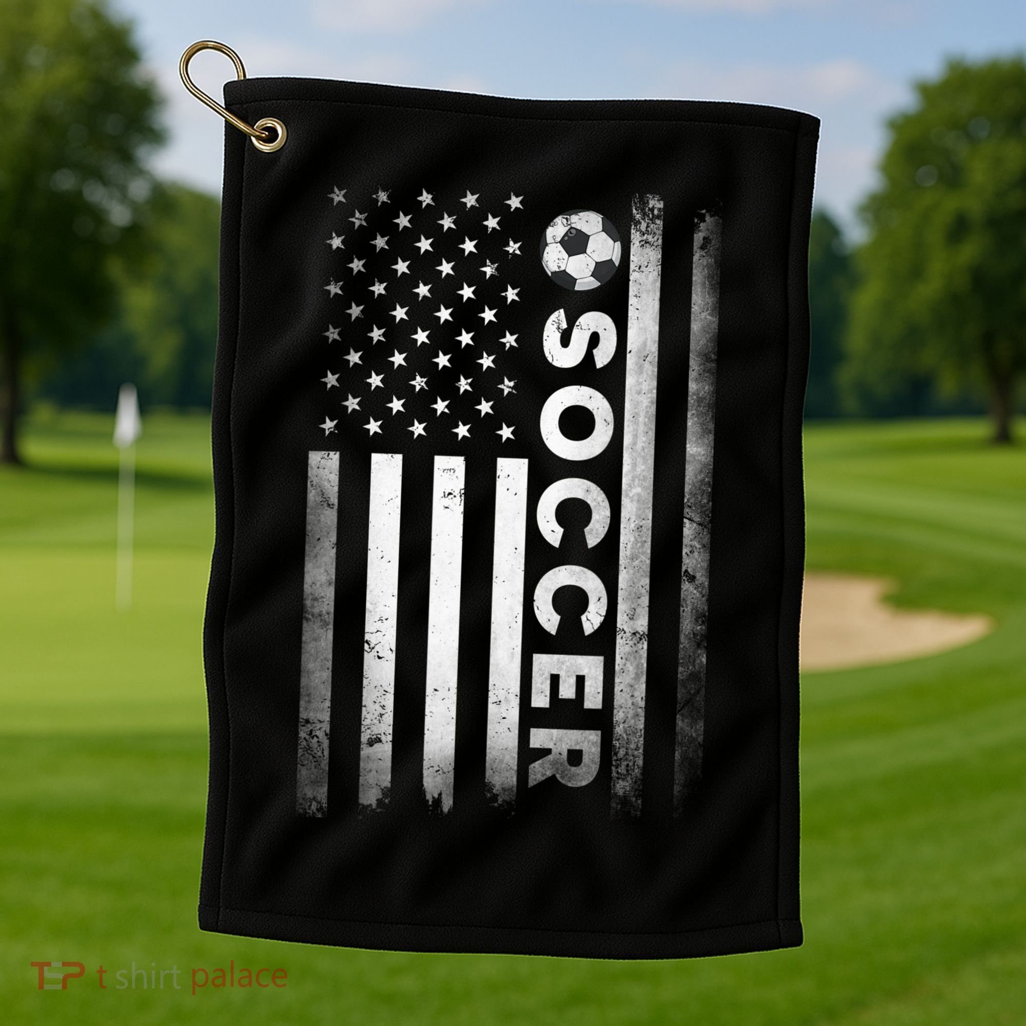 Soccer Player USA US American Flag Girls Boys Golf Towel