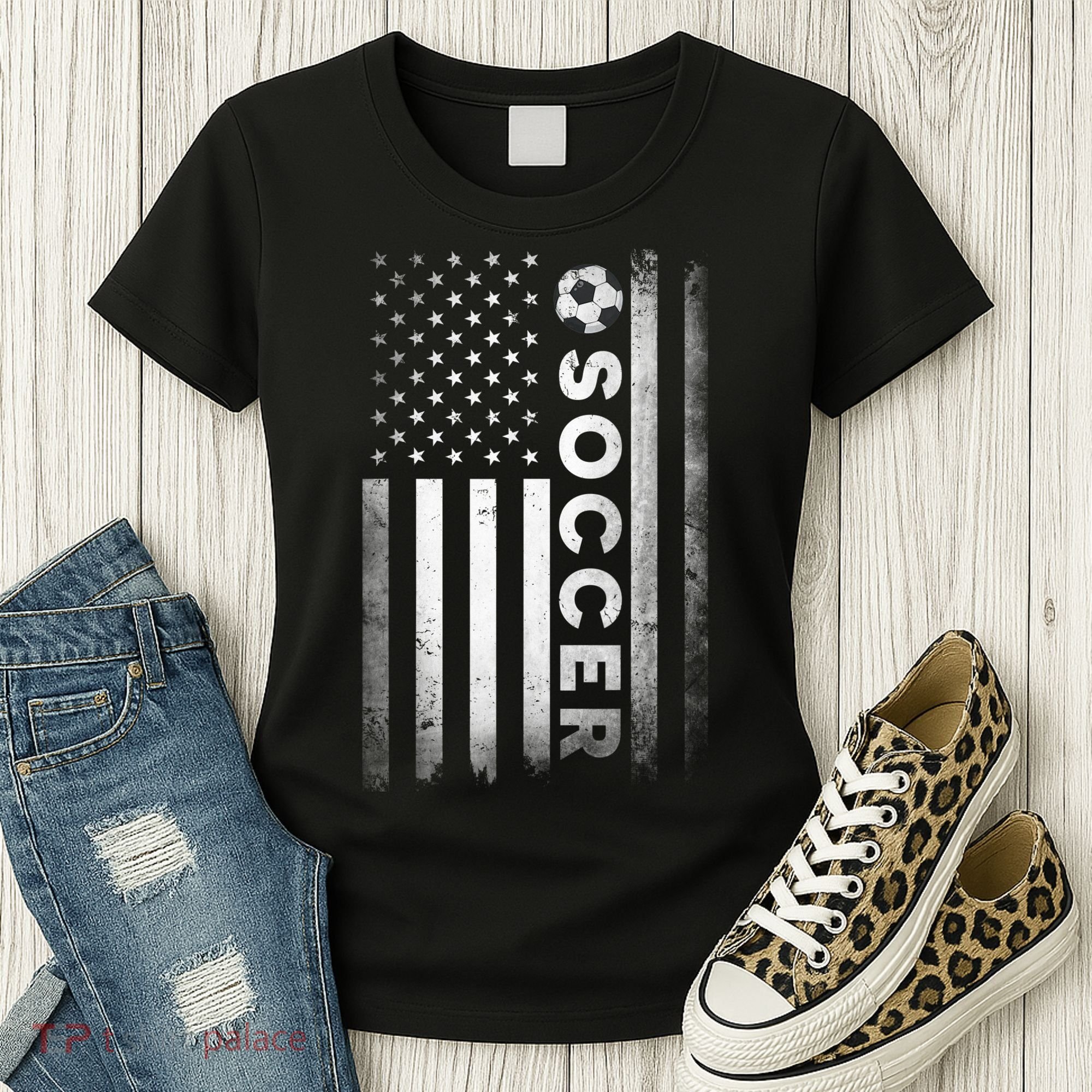 Soccer Player USA US American Flag Girls Boys Women's T-Shirt