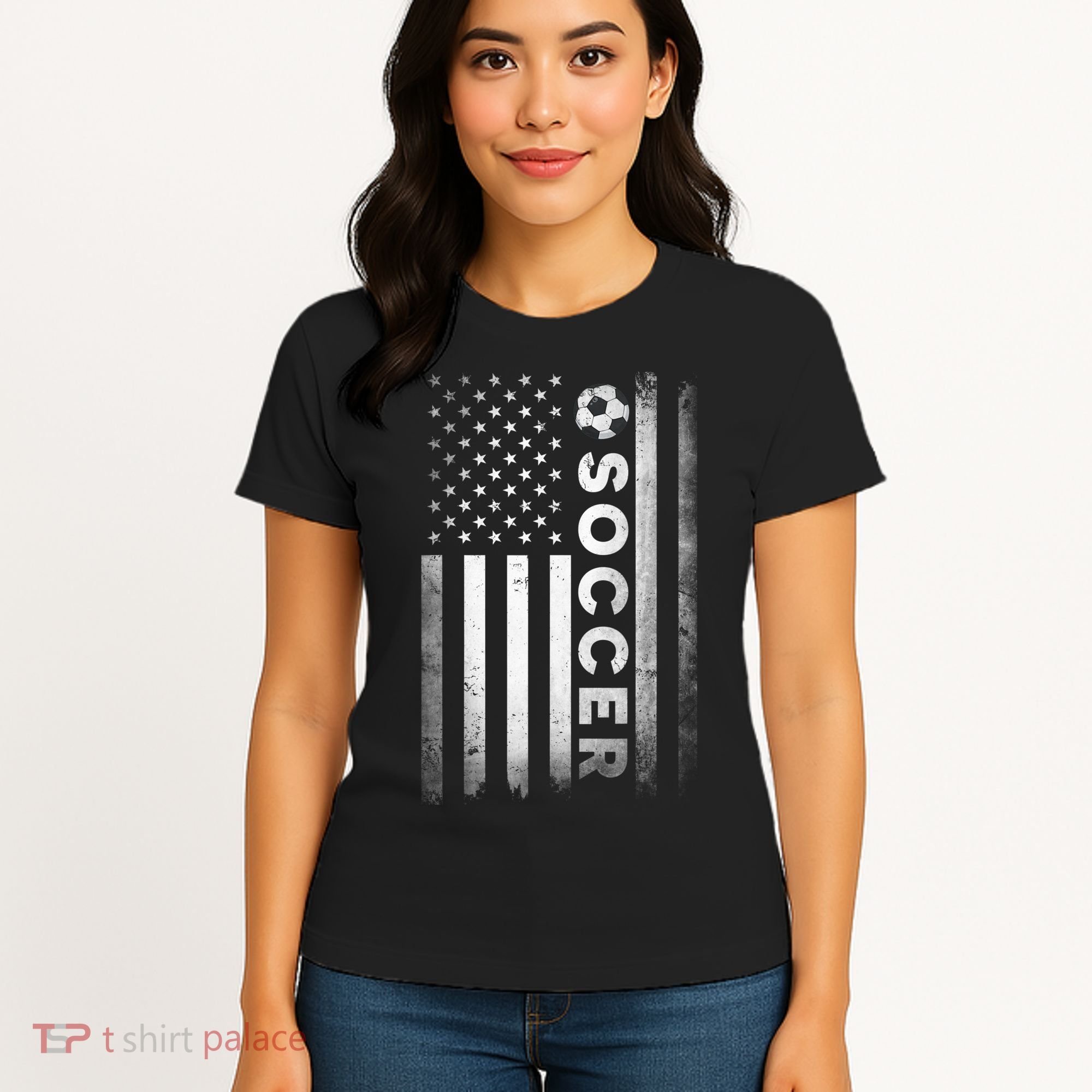 Soccer Player USA US American Flag Girls Boys Women's T-Shirt