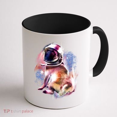 Space Pug Wearing Helmet Coffee Mug back