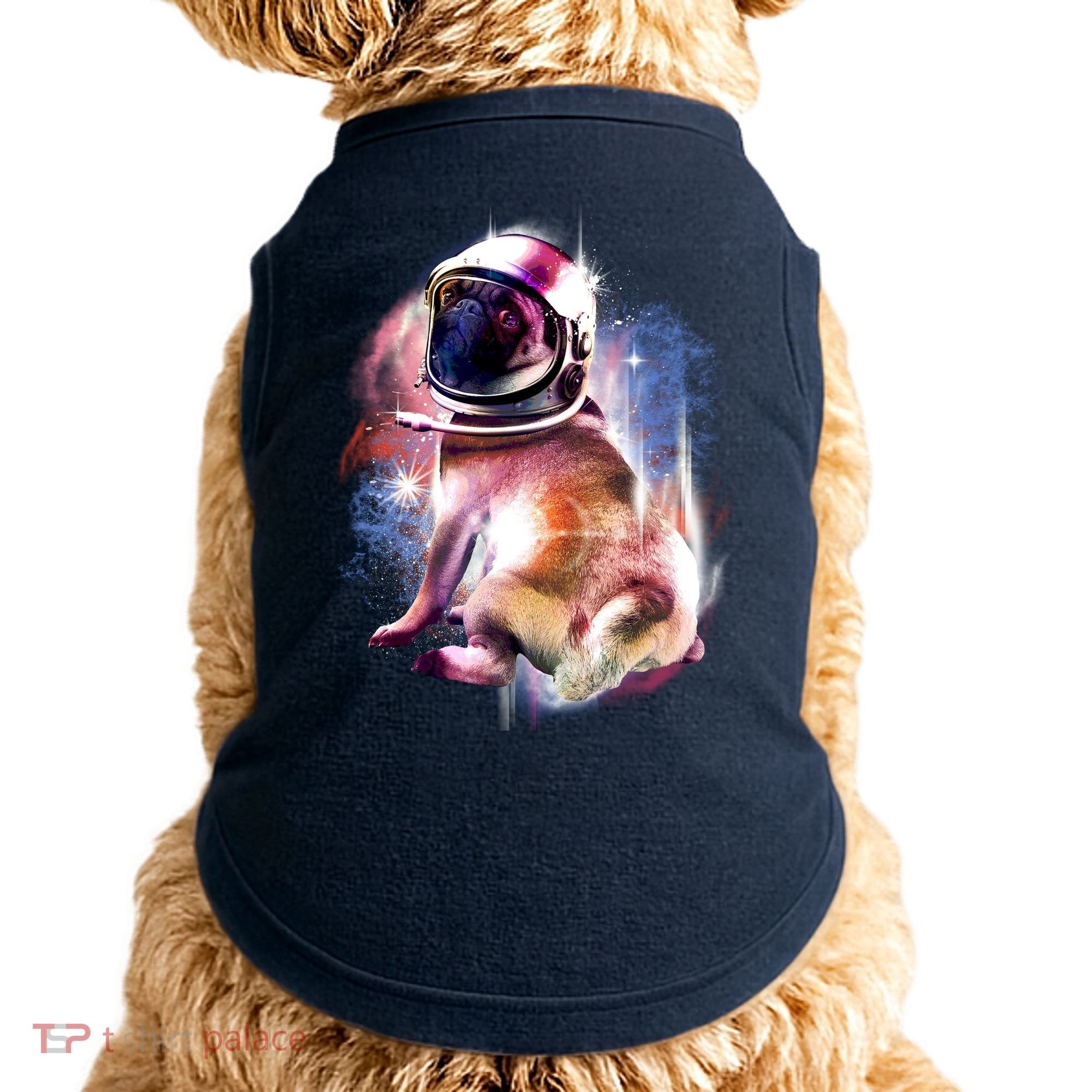 Space Pug Wearing Helmet Doggie Tank