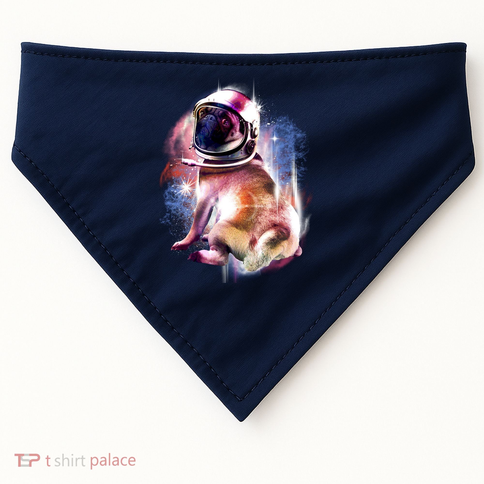 Space Pug Wearing Helmet USA-Made Doggie Bandana