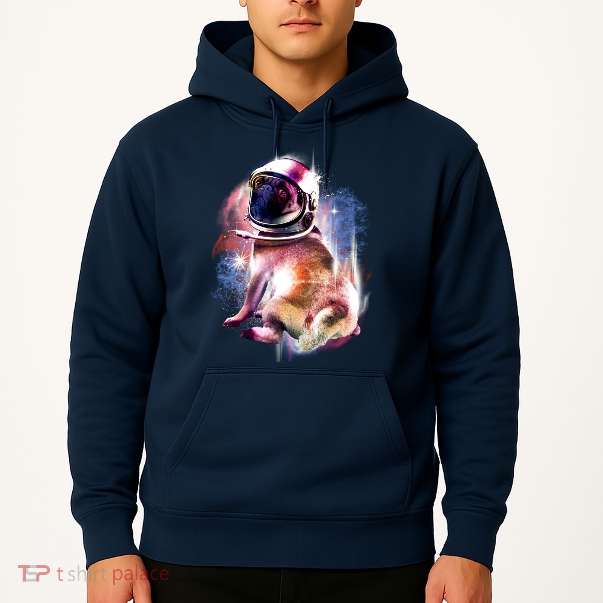 Space Pug Wearing Helmet Hoodie