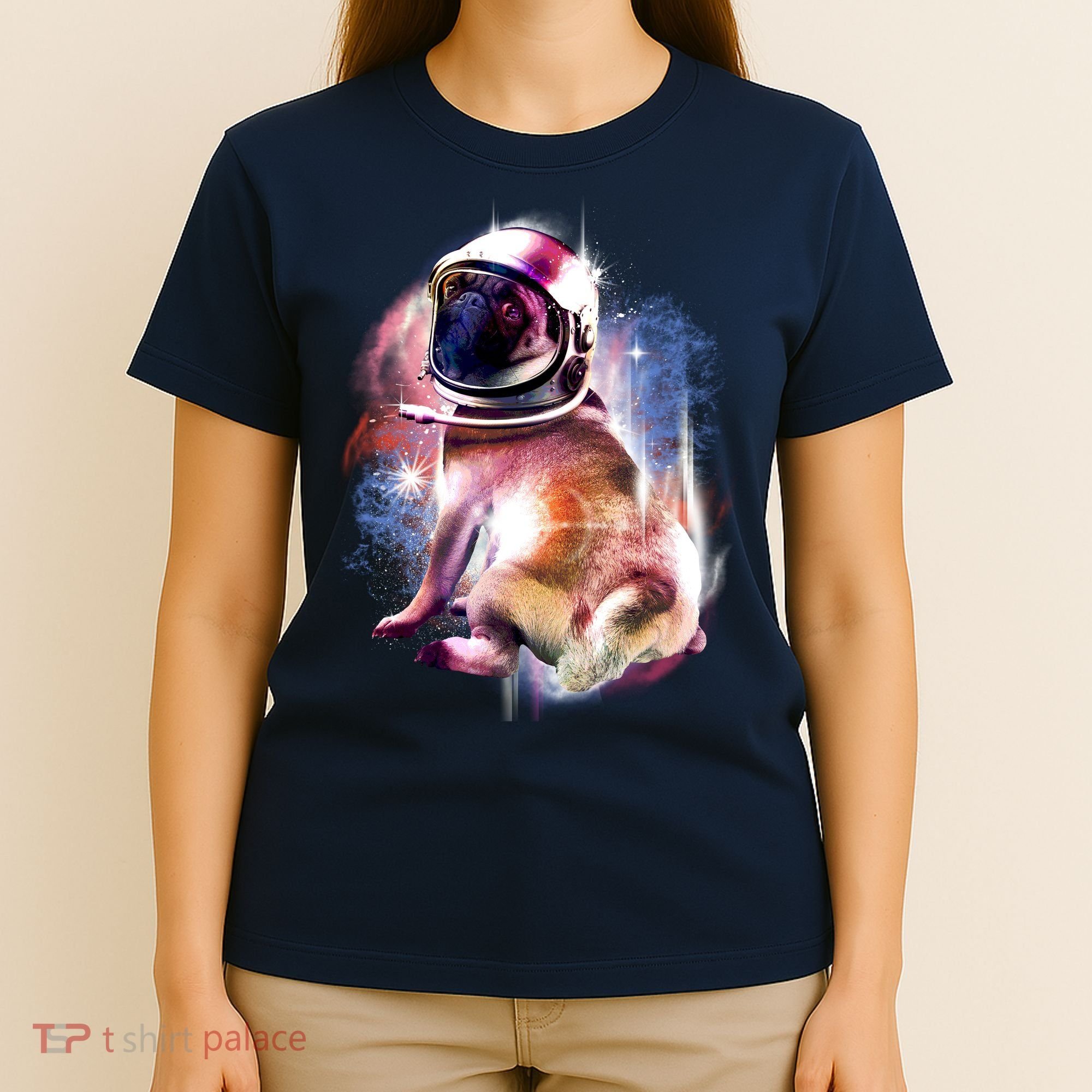 Space Pug Wearing Helmet T-Shirt