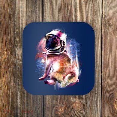 Space Pug Wearing Helmet Coaster