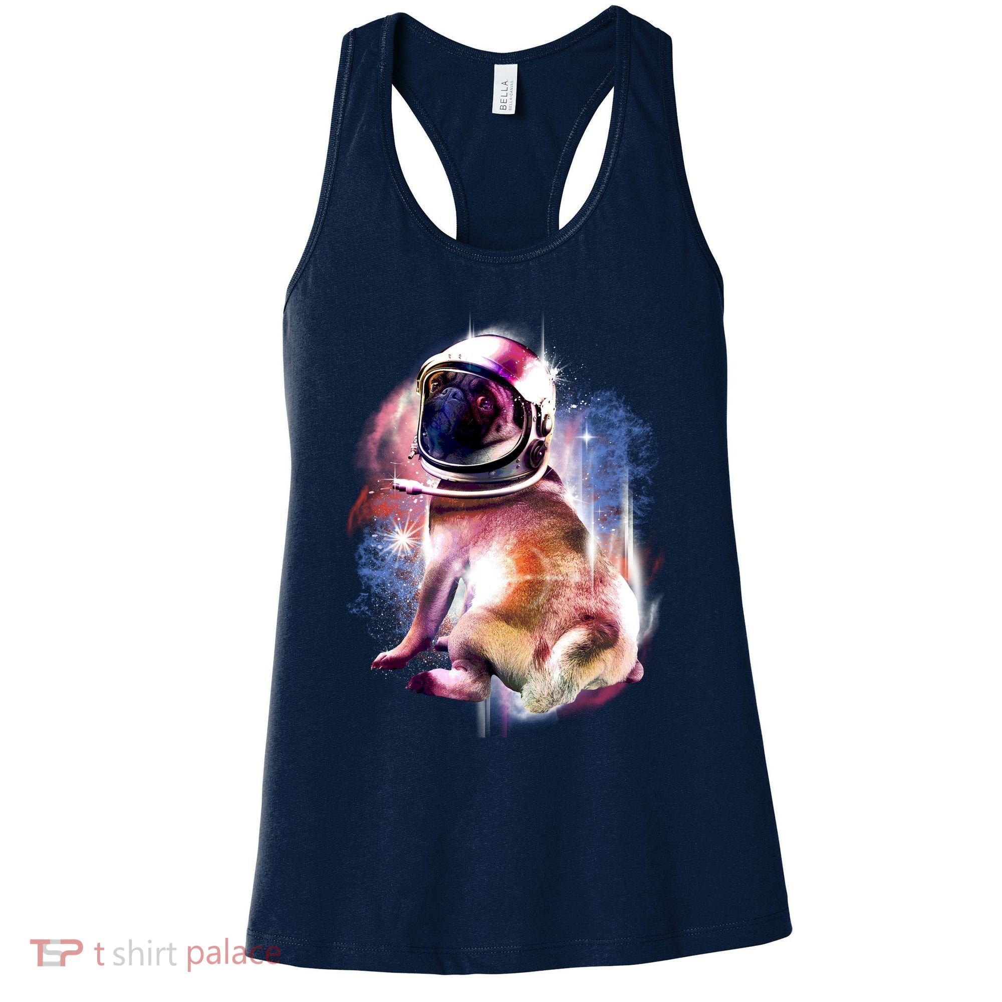 Space Pug Wearing Helmet Women's Tank Top