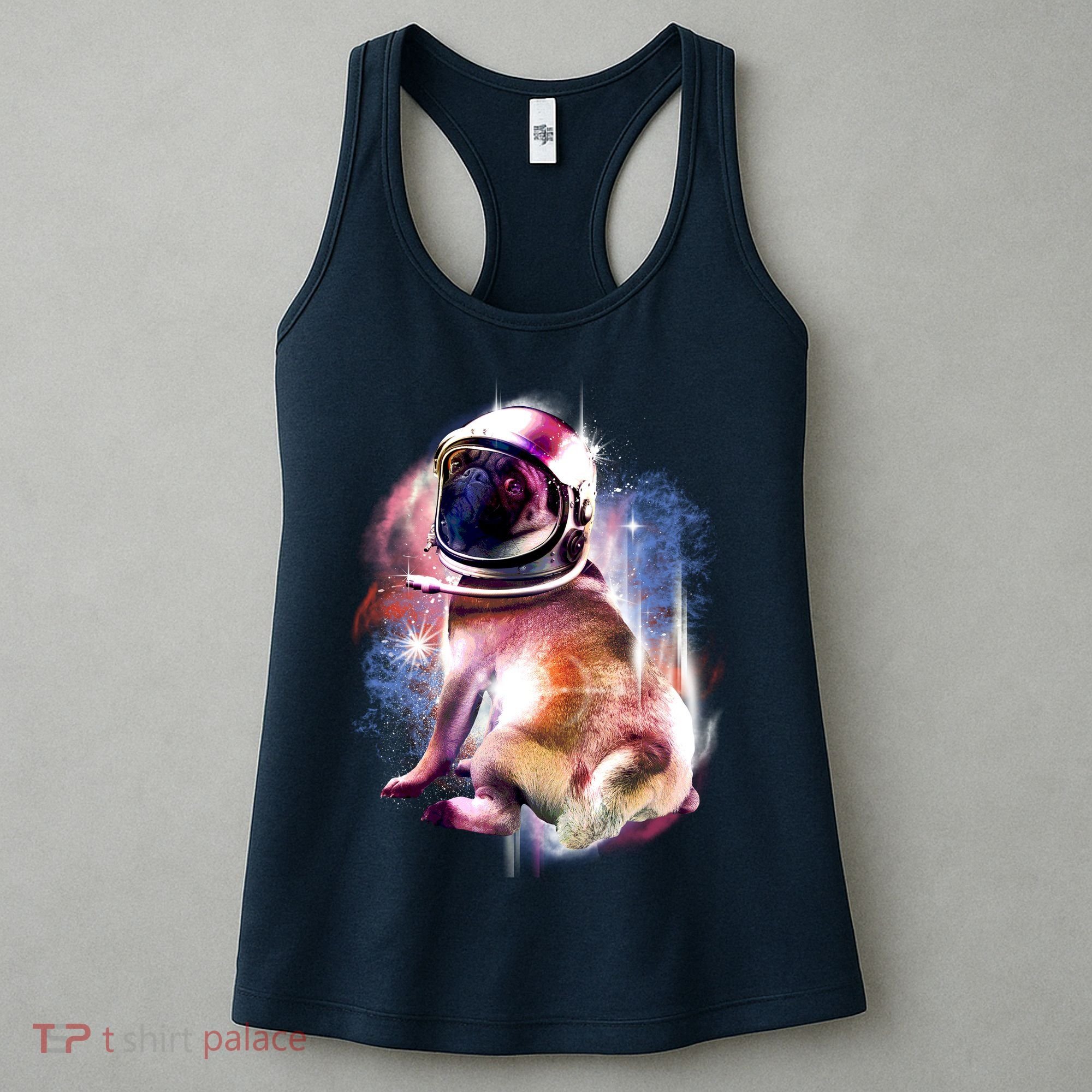 Space Pug Wearing Helmet Women's Tank Top