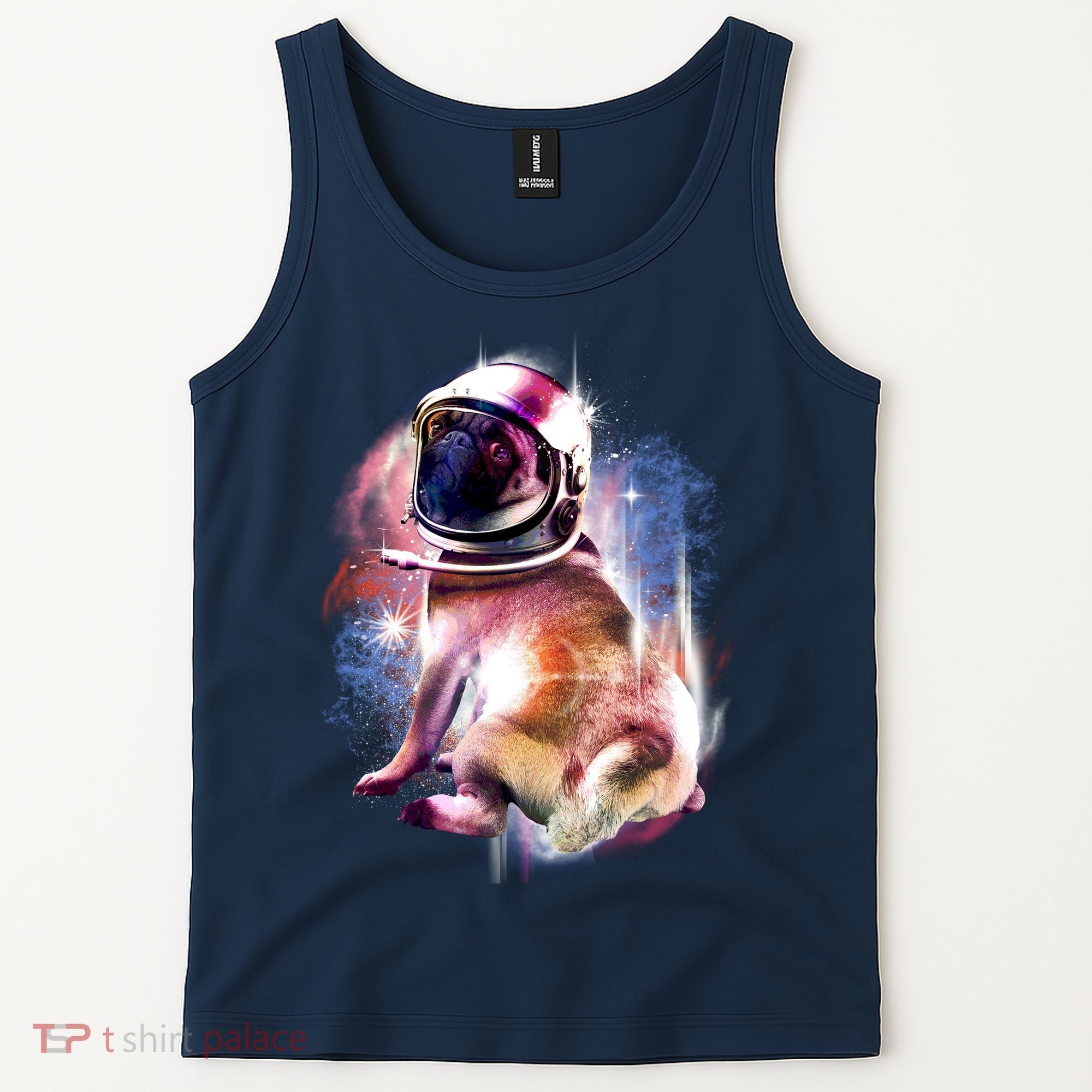 Space Pug Wearing Helmet Tank Top