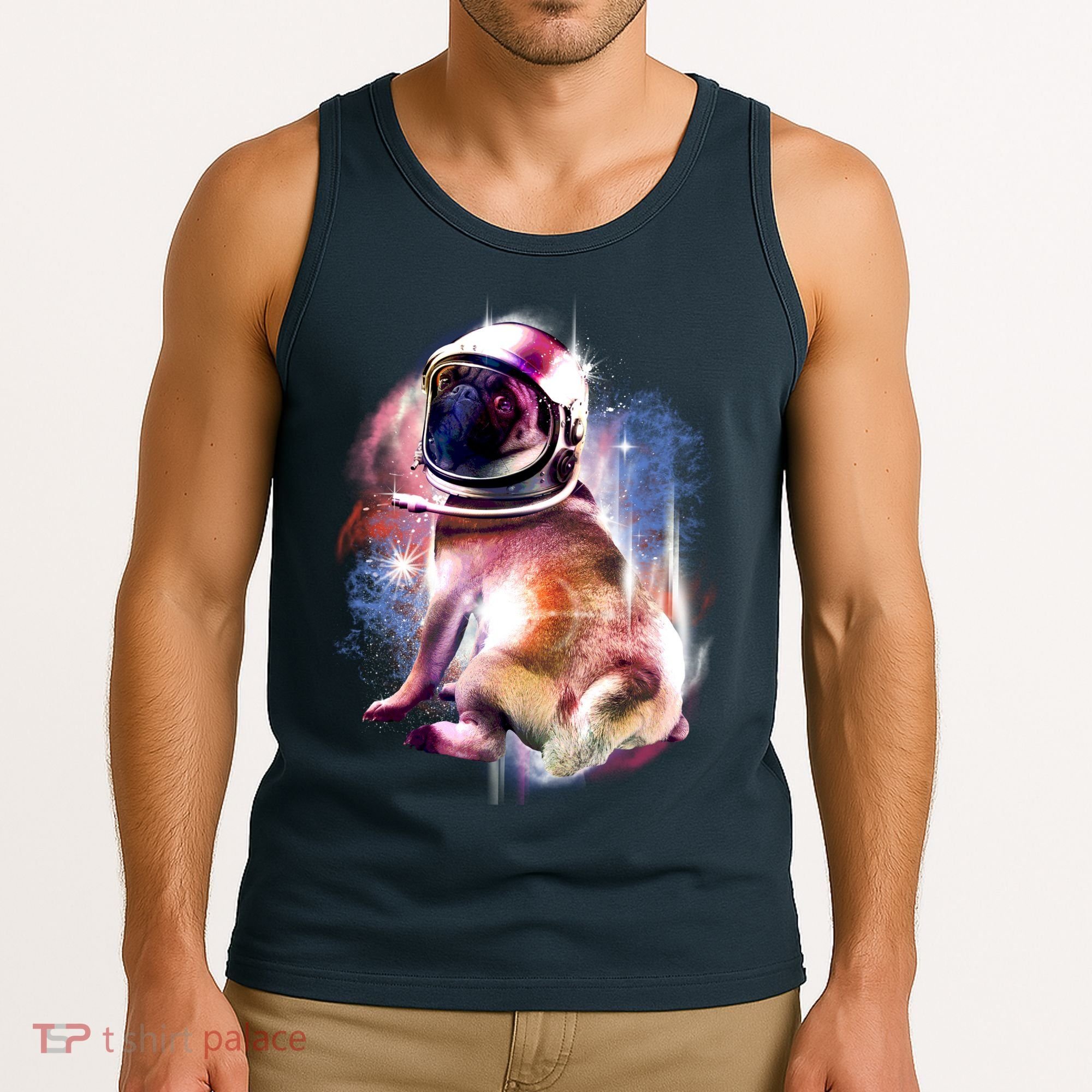Space Pug Wearing Helmet Tank Top