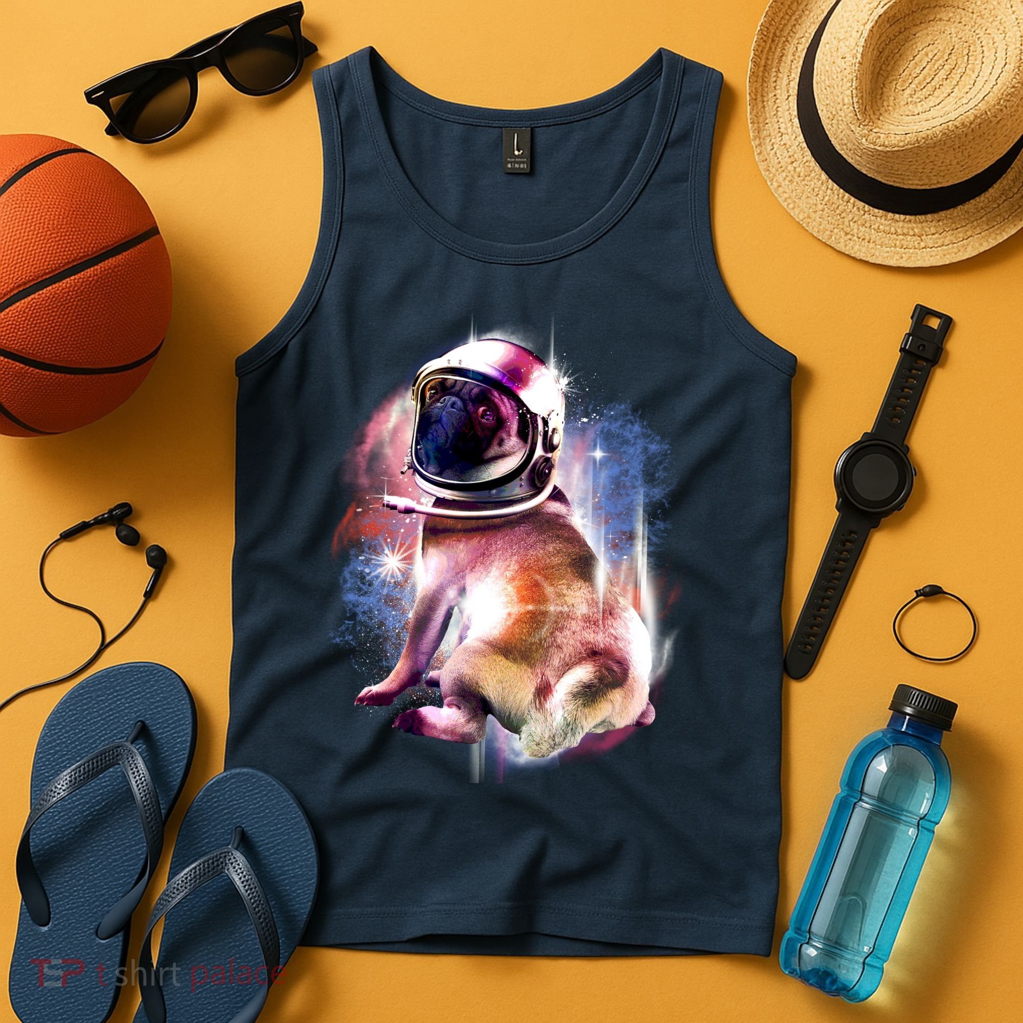 Space Pug Wearing Helmet Tank Top