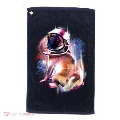 Space Pug Wearing Helmet Golf Towel