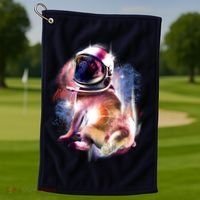 Space Pug Wearing Helmet Golf Towel thumb 1