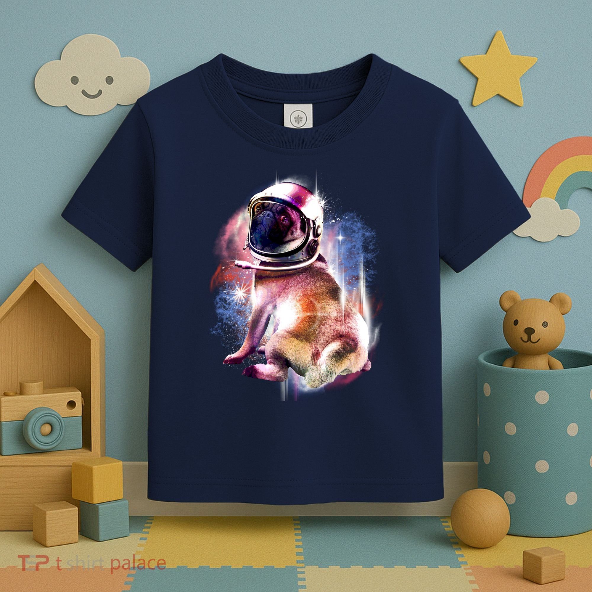 Space Pug Wearing Helmet Toddler T-Shirt