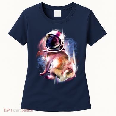 Space Pug Wearing Helmet Women's T-Shirt