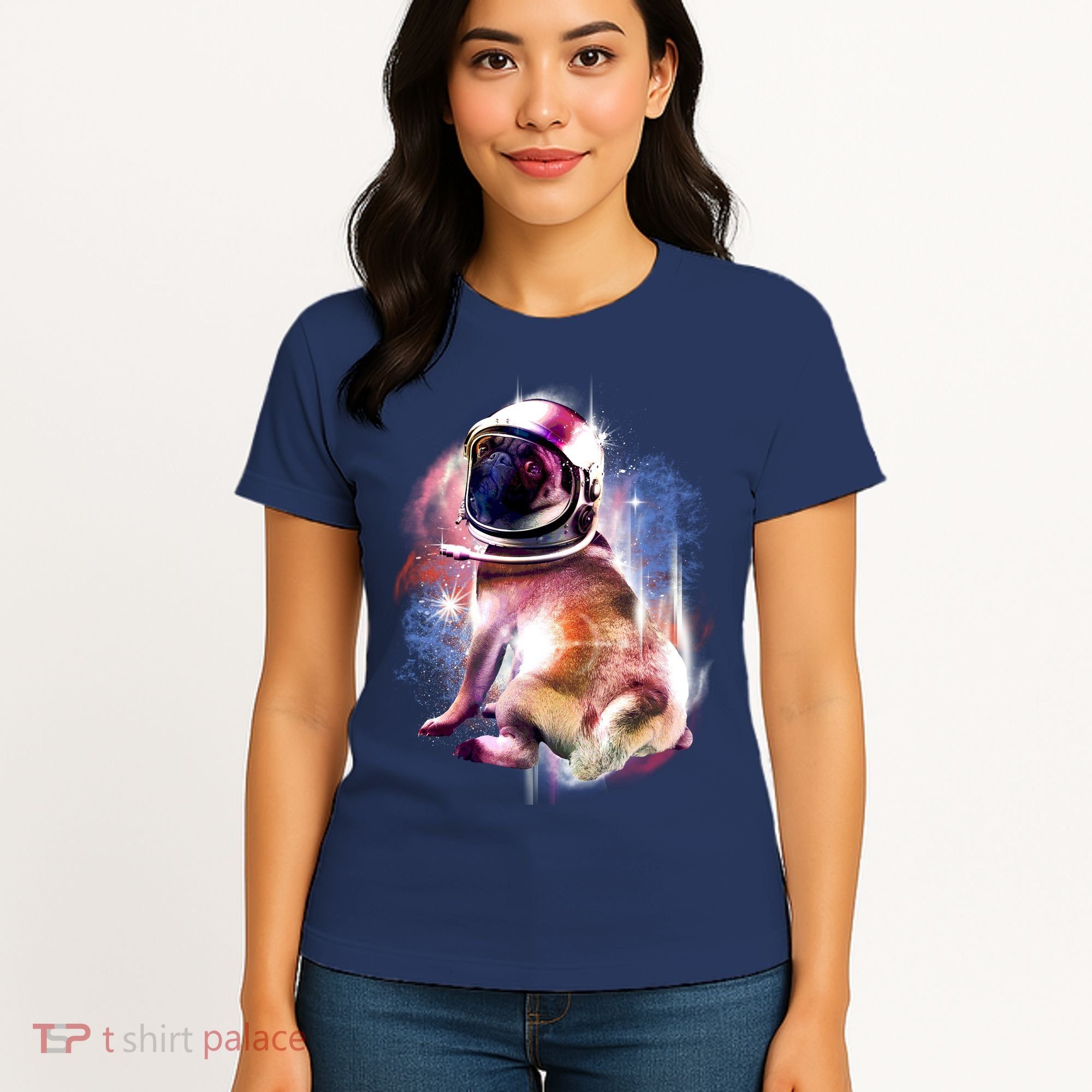 Space Pug Wearing Helmet Women's T-Shirt
