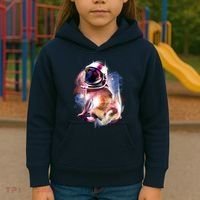 Space Pug Wearing Helmet Kids Hoodie thumb 3