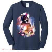 Space Pug Wearing Helmet Kids Long Sleeve Shirt thumb 0