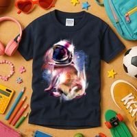 Space Pug Wearing Helmet Kids T-Shirt thumb 3
