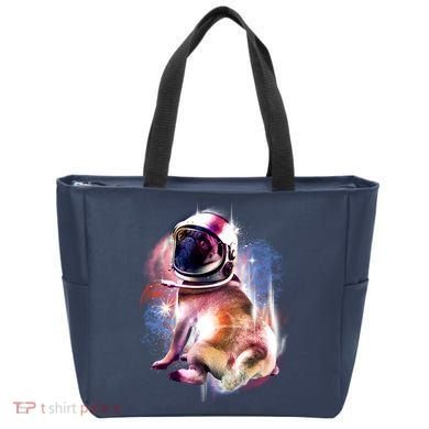 Space Pug Wearing Helmet Tote Bag