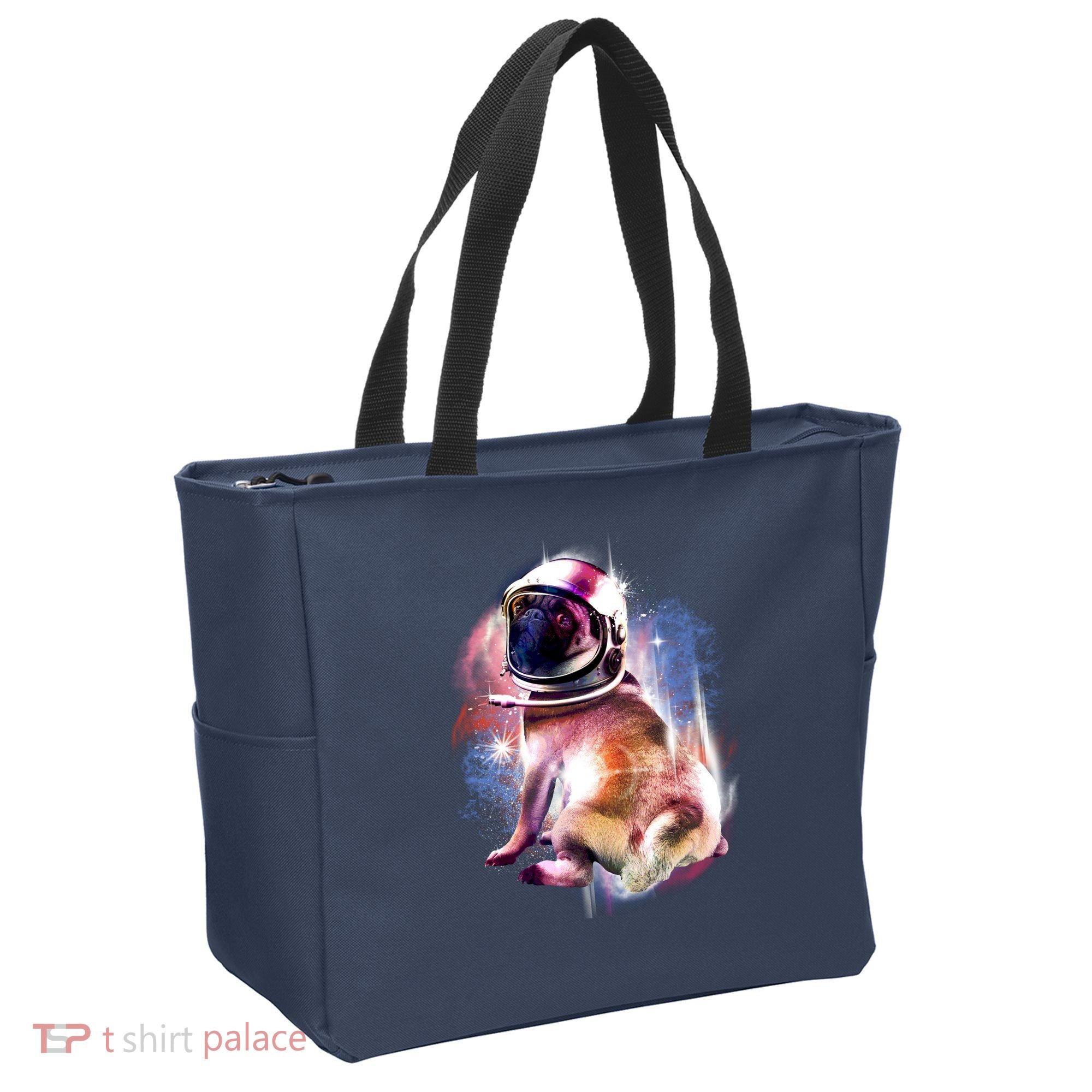 Space Pug Wearing Helmet Tote Bag