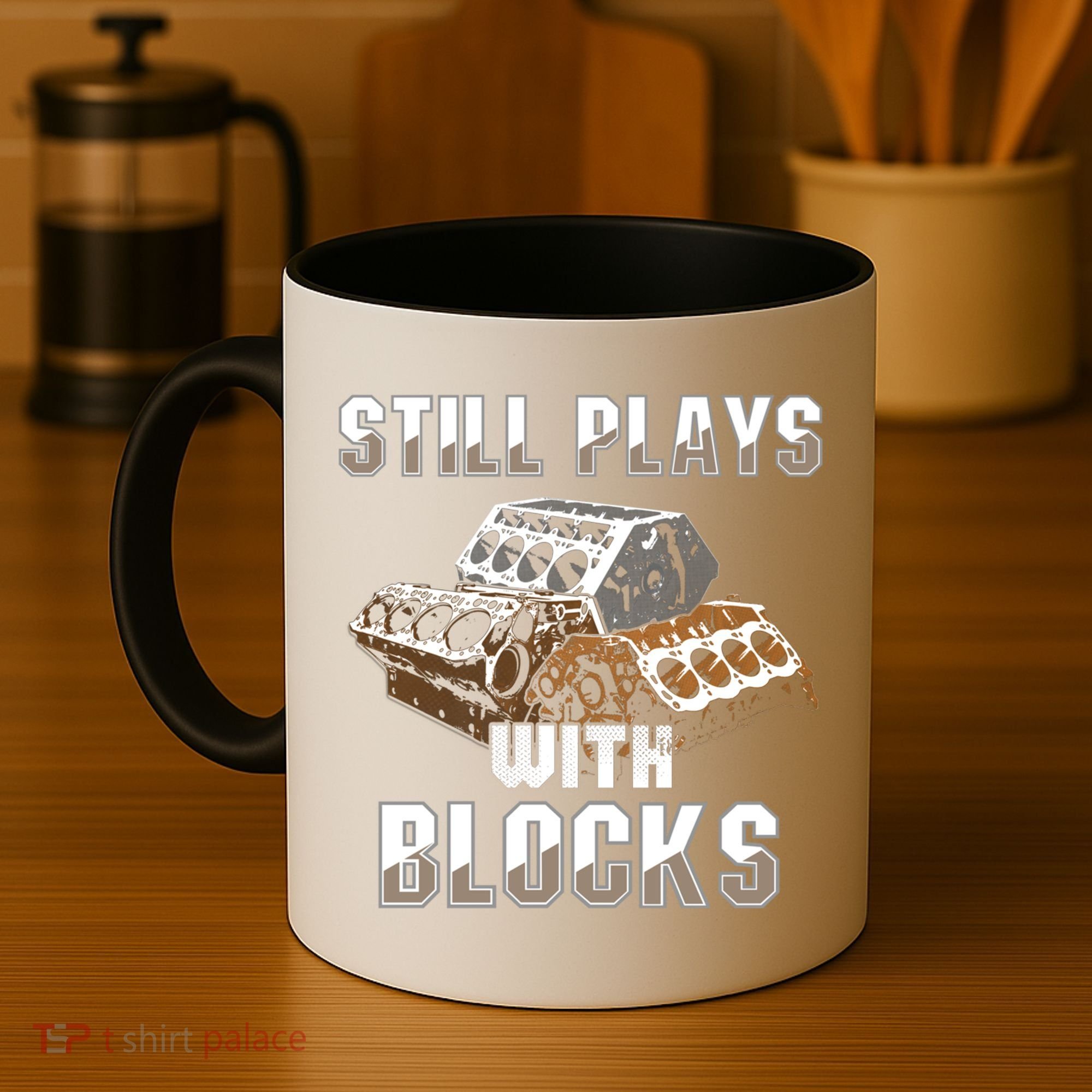 Still Plays With Blocks Gift Auto Drag Racing Car Gift Coffee Mug