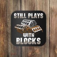 Still Plays With Blocks Gift Auto Drag Racing Car Gift Coaster thumb 0