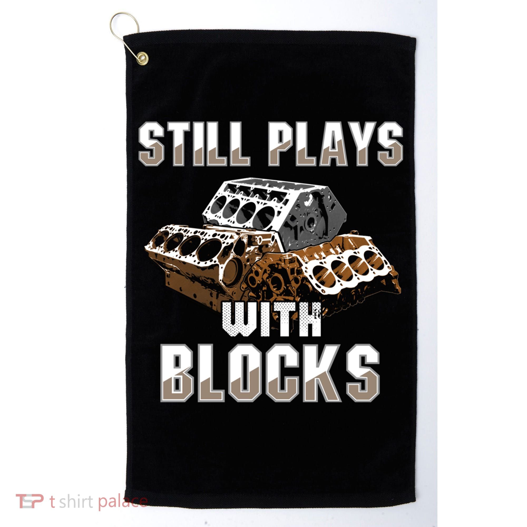 Still Plays With Blocks Gift Auto Drag Racing Car Gift Golf Towel