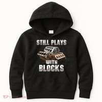 Still Plays With Blocks Gift Auto Drag Racing Car Gift Kids Hoodie thumb 0