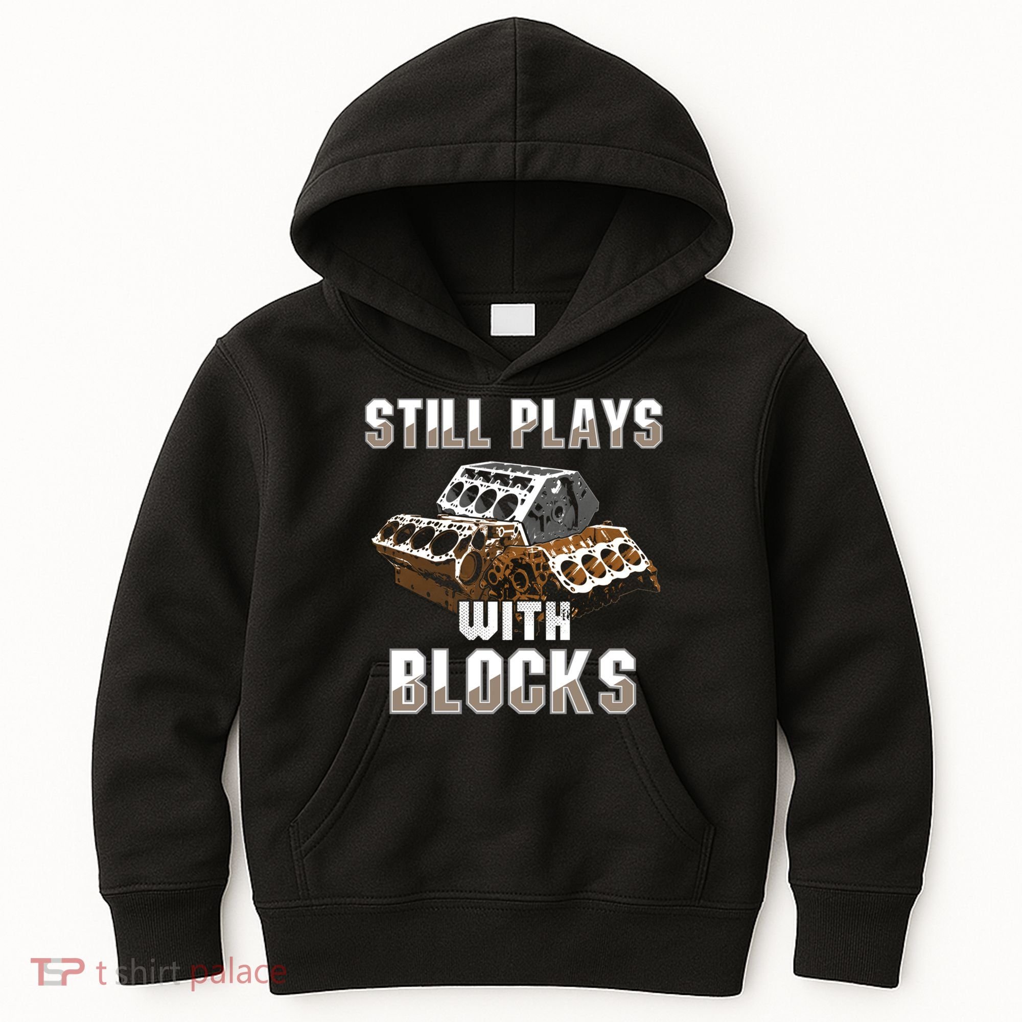 Still Plays With Blocks Gift Auto Drag Racing Car Gift Kids Hoodie