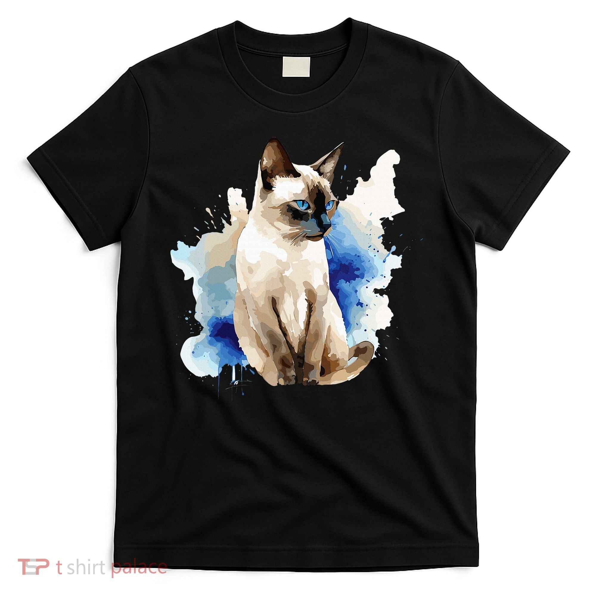 Siamese Painting Watercolor Kitten Cat Lover Siamois Kitty T-Shirt