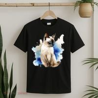 Siamese Painting Watercolor Kitten Cat Lover Siamois Kitty T-Shirt thumb 2