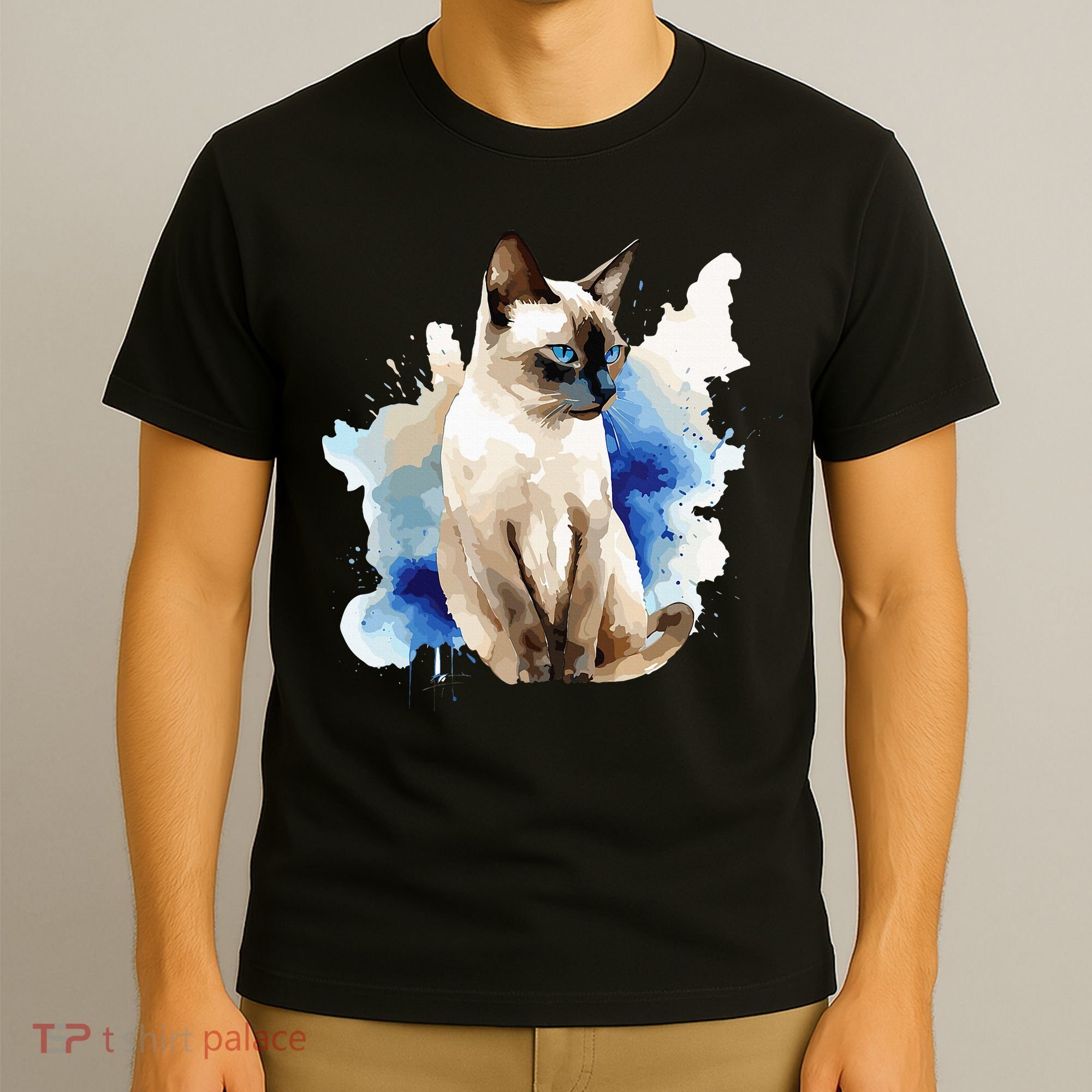 Siamese Painting Watercolor Kitten Cat Lover Siamois Kitty T-Shirt